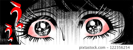 Header illustration of a Showa horror manga style of an upset and frightened girl Header illustration of a Showa horror manga style of an upset and frightened girl 122356254