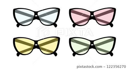 Eyeglasses with colorful clear lenses blue, yellow, pink and green. Icon Logo design elements Set 4 122356270