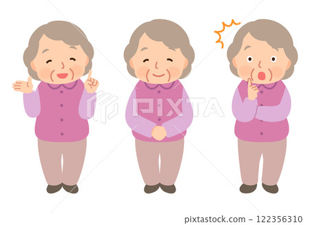Elderly woman, facial expression pose, senior, elderly, late elderly Elderly woman, facial expression pose, senior, elderly, late elderly 122356310