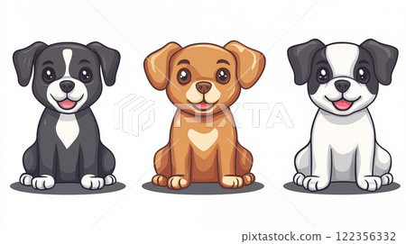 手绘卡通可爱的小狗插画素材 122356332