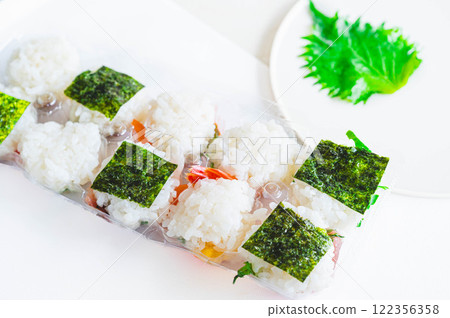 Temari sushi made from egg cartons Temari sushi made from egg cartons 122356358