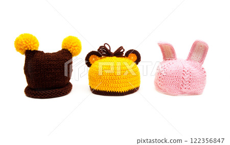 Three knitted hats for newborns 122356847