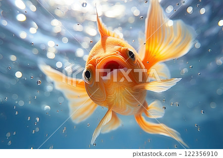 Goldfish in the ocean. Ai Generative 122356910