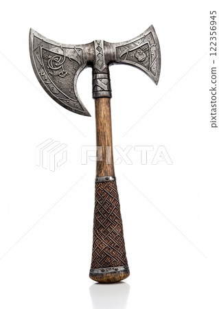 Viking Axe isolated on white background. Generative Ai 122356945