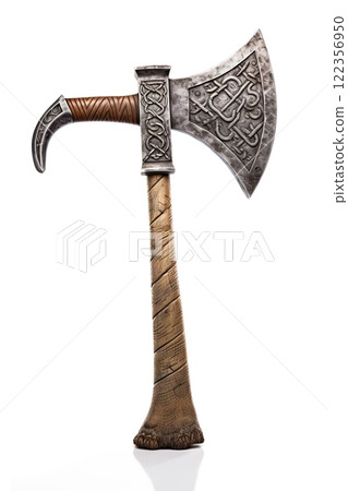 Viking Axe isolated on white background. Generative Ai 122356950