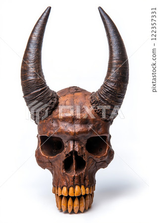 A skull with horns on a white background 122357331