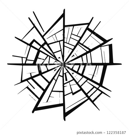 Surface with a broken glass-like texture. Create the impression of shattered or cracked glass. Vector illustration isolated on a white background Surface with a broken glass-like texture. Create the impression of shattered or cracked glass. Vector illustration isolated on a white background 122358187