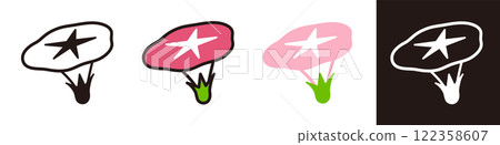 牽牛花圖標。夏天的花。植物學插圖。簡單的插圖資料。 122358607