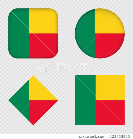 Benin Flag Icons Pack. Vector illustration. Benin Flag Icons Pack. Vector illustration. 122358930