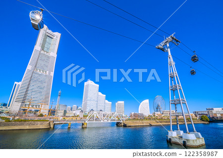 日本橫濱城市景觀:希望之光...橫濱空中客艙、地標塔、摩天輪...=2020年1月22日 日本橫濱城市景觀:希望之光...橫濱空中客艙、地標塔、摩天輪...=2020年1月22日 122358987
