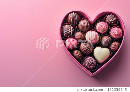 Chocolates in a gift box with copy space 122359345