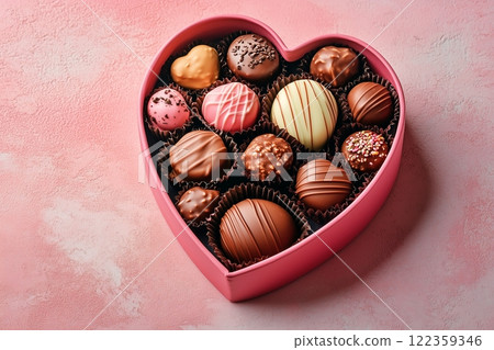Chocolates in a gift box with copy space 122359346