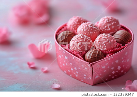 Chocolates in a gift box with copy space 122359347