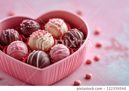 Chocolates in a gift box with copy space 122359348