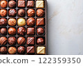 Chocolates in a gift box with copy space 122359350
