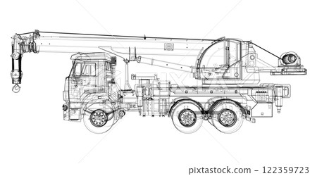 Car crane. Vector rendering of 3d Car crane. Vector rendering of 3d 122359723