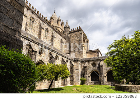Massive Roman catholic church or Cathedral of Evora in Portugal known as Se de Evora Massive Roman catholic church or Cathedral of Evora in Portugal known as Se de Evora 122359868
