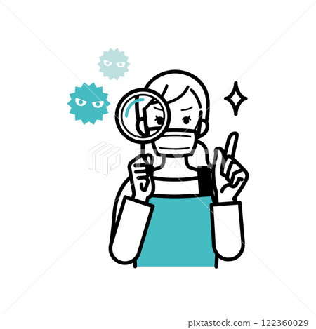 一位家庭主婦調查疾病和衛生的圖像插圖 122360029