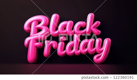 Creative 3D typography with Black Friday in pink and white 122360191