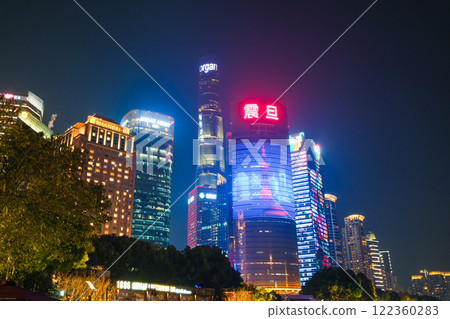 Night view of skyscrapers in Lujiazui, Pudong New Area, Shanghai, China 122360283