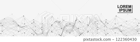 Global network connection website header or banner design. Abstract background with connecting dots and lines. Global business. Social network communication. Internet technology. Vector illustration 122360430