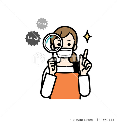 Illustration of a housewife investigating illnesses and hygiene 122360453