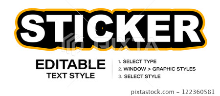 Bold sticker graphic style for headline, high-contrast outline style, playful and dynamic, perfect for modern branding, youth typeset, social media graphics, vibrant merchandise. Vector illustration 122360581