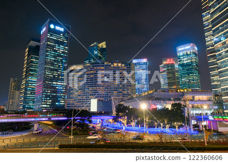 Night view of skyscrapers in Lujiazui, Pudong New Area, Shanghai, China 122360606