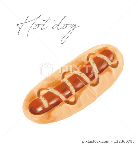 Hot dog hand drawn watercolor illustration 122360795