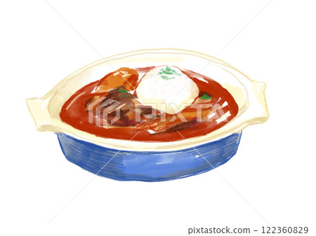 Realistic watercolor illustration of delicious borsch Realistic watercolor illustration of delicious borsch 122360829
