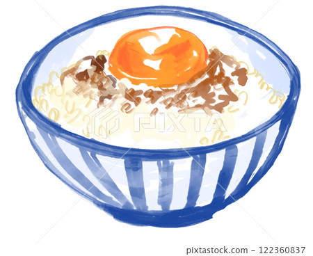 Realistic watercolor illustration of delicious rice with eggs 122360837