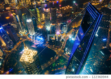 Night view from the observation deck in Shanghai, China Night view from the observation deck in Shanghai, China 122360944
