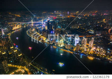 Night view from the observation deck in Shanghai, China Night view from the observation deck in Shanghai, China 122361179