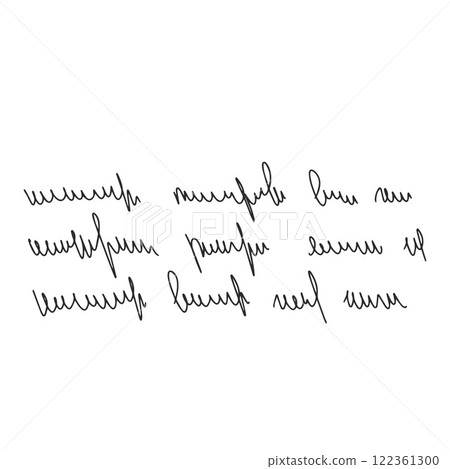 Handwritten scribble poem letter. Freehand text verse note. Unreadable doodle rough draft write by pen isolated on white background. Illegible cursive script message. Vector hand drawn illustration. 122361300