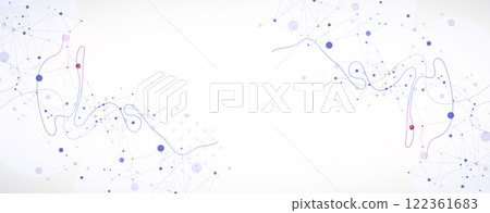 Template for science or technology presentation. Plexus style background with wave art. Vector illustration. Template for science or technology presentation. Plexus style background with wave art. Vector illustration. 122361683