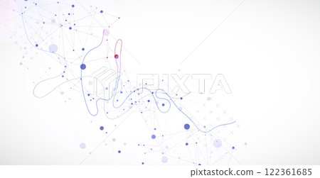 Template for science or technology presentation. Plexus style background with wave art. Vector illustration. 122361685