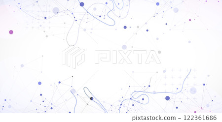 Template for science or technology presentation. Plexus style background with wave art. Vector illustration. 122361686