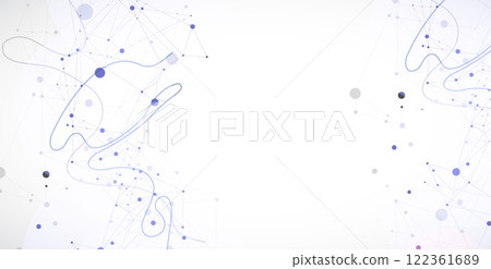 Template for science or technology presentation. Plexus style background with wave art. Vector illustration. 122361689