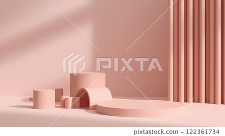 Pink podium background for product . free text space 122361734