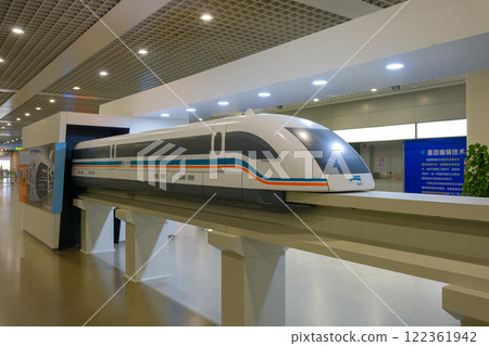 A model of the Shanghai Transrapid train at the station in Shanghai Pudong International Airport, Shanghai, China A model of the Shanghai Transrapid train at the station in Shanghai Pudong International Airport, Shanghai, China 122361942