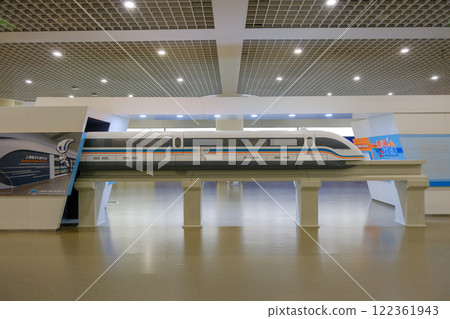 A model of the Shanghai Transrapid train at the station in Shanghai Pudong International Airport, Shanghai, China A model of the Shanghai Transrapid train at the station in Shanghai Pudong International Airport, Shanghai, China 122361943