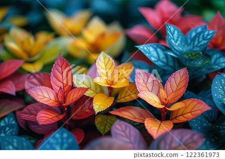 Colorful Garden Leaves in Focus 122361973