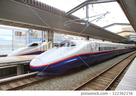 Hokuriku Shinkansen Nagano Station E 2 series Shinkansen train N organization Hokuriku Shinkansen Nagano Station E 2 series Shinkansen train N organization 122362156