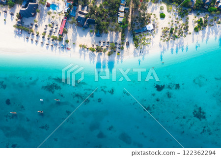 The beautiful tropical Island of Zanzibar aerial view. sea in Zanzibar beach, Tanzania. 122362294