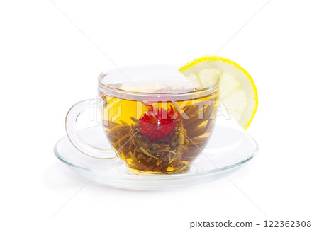 cup of tea on white background 122362308