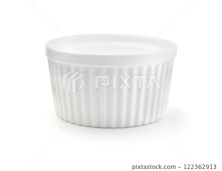 Ceramic ramekin isolated on white. 122362913