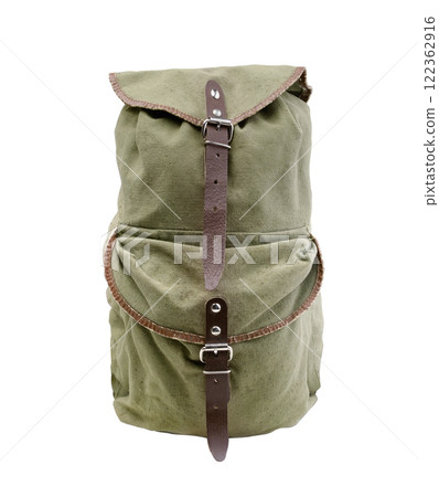 Canvas backpack isolated on white. 122362916
