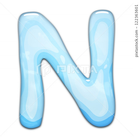 3D rendered illustration. Decorative glossy letter. Art lettering. 122363601