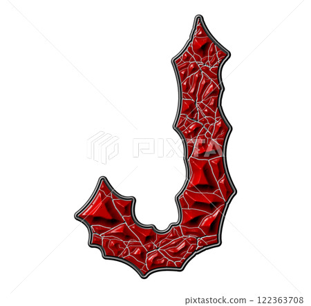 3D rendered illustration. Red cracked letter. Stony grunge font. Art lettering. 3D rendered illustration. Red cracked letter. Stony grunge font. Art lettering. 122363708