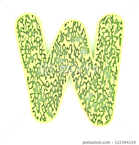 3D rendered illustration. Creative yellow letter. Grunge font. Art lettering. 122364159